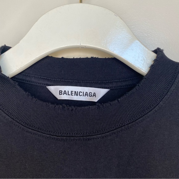Balenciaga Paris Black Distressed Tee Size XS - Picture 5 of 11